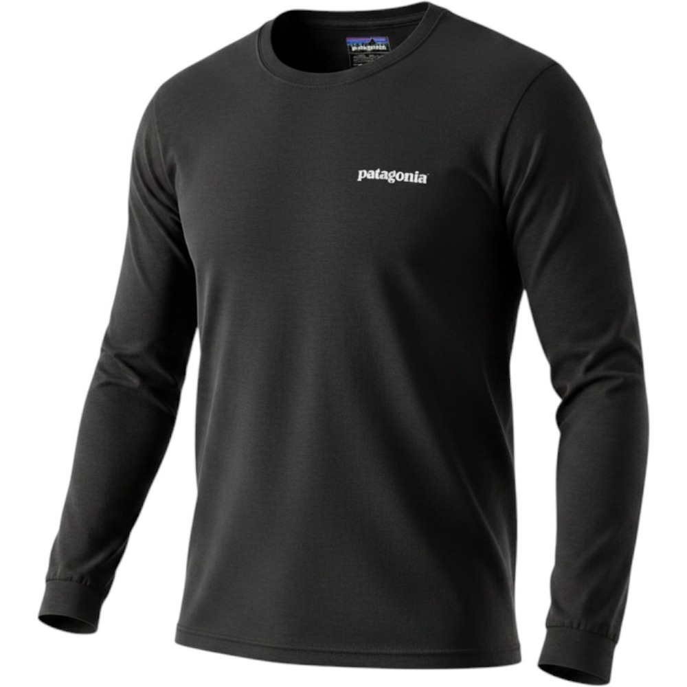 Patagonia Responsibili-Tee Mens Medium Black P-6 Logo Long Sleeve T-Shirt‎